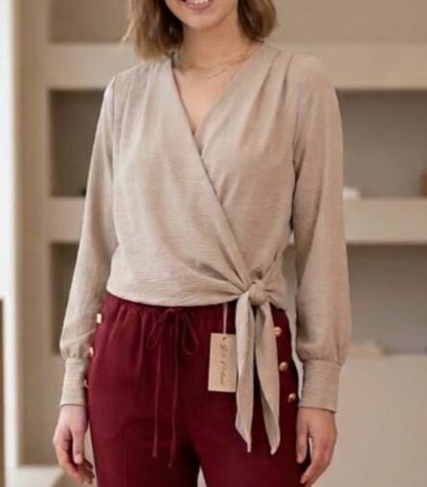 Blusa cruzada tostada