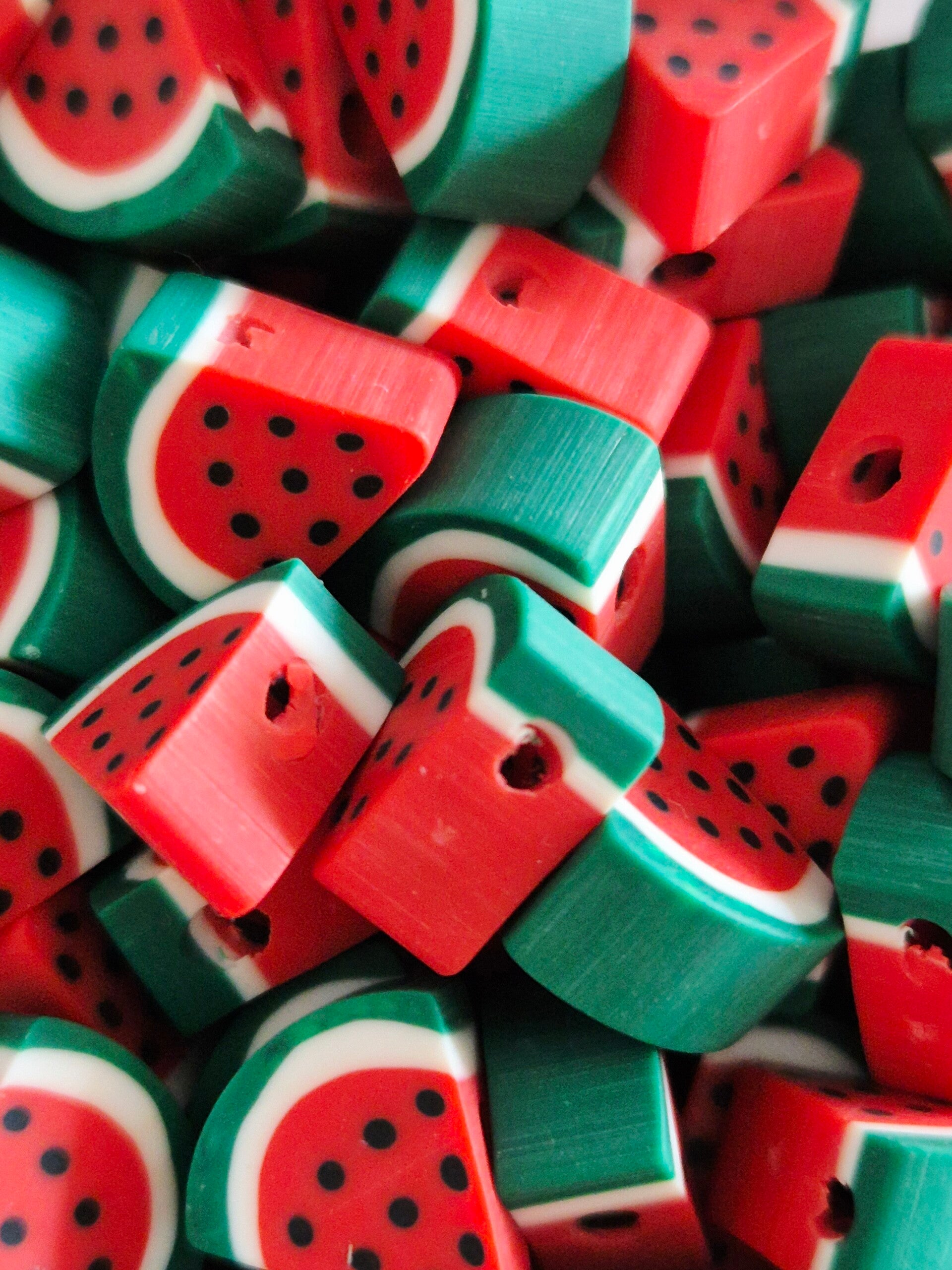 Watermeloen kralen - 10 stuks