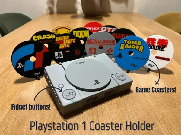 Printed PS1 Console 12 Game Coasters