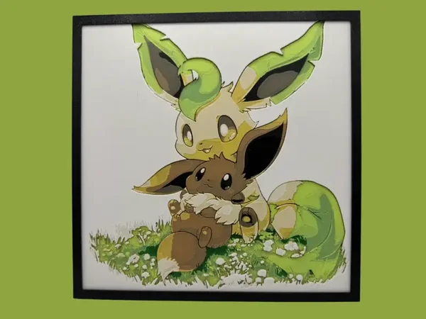 Leafeon and Eevee Hueforge