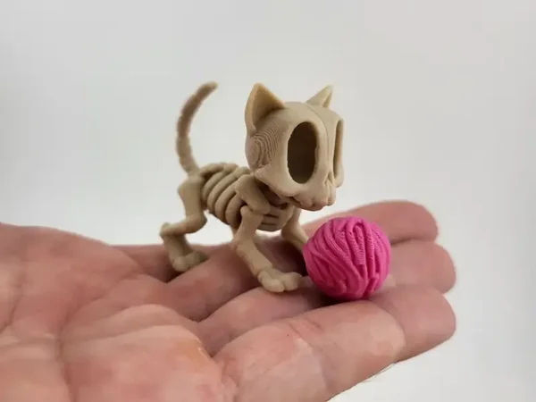 Skeleton Cat with Yarn Ball