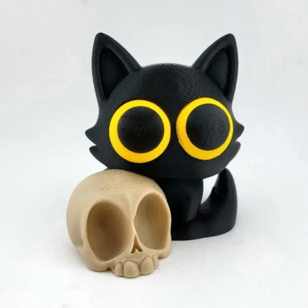 Cat With Skull Desk Decor