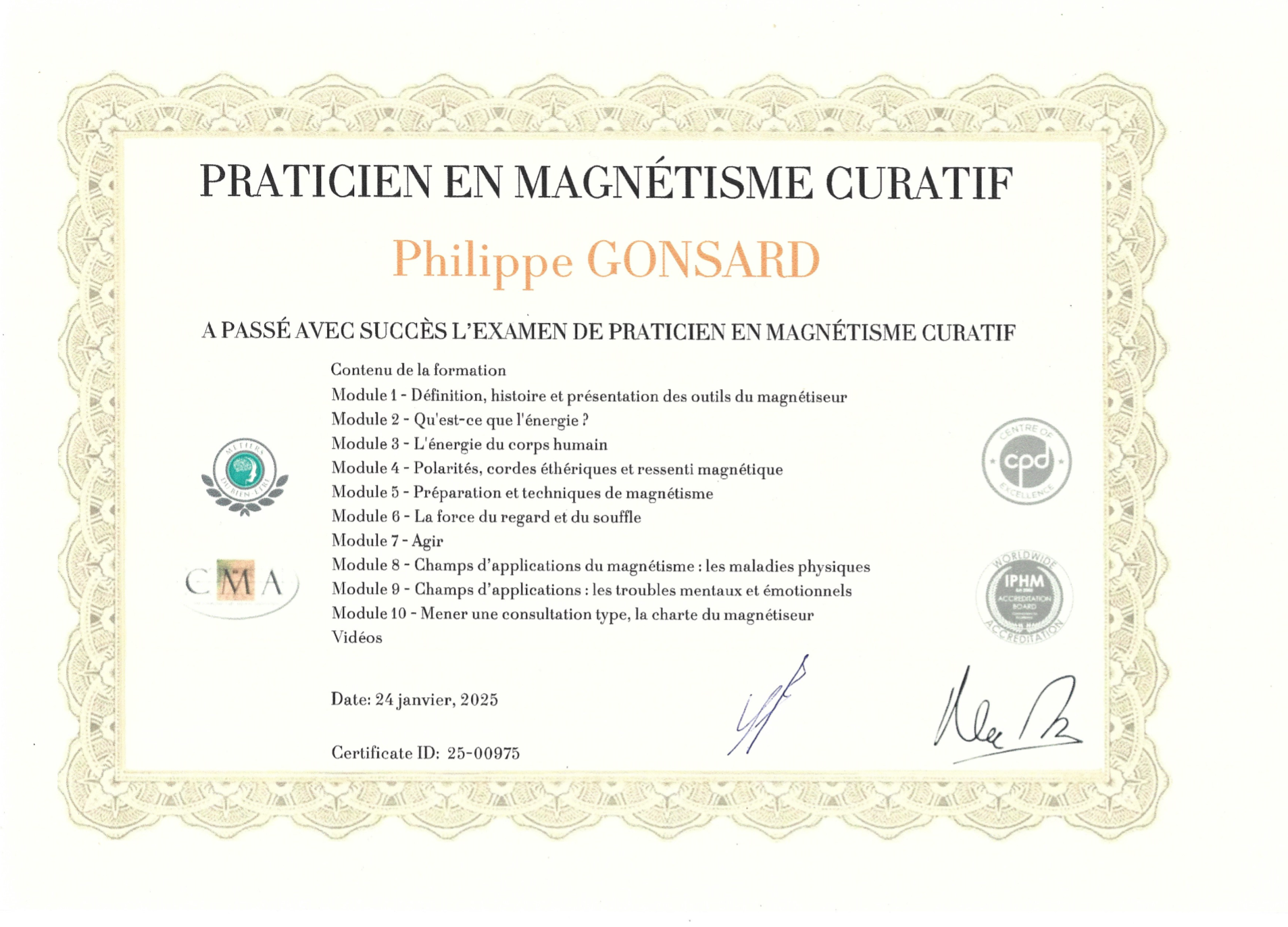 Diplôme praticien en magnétisme