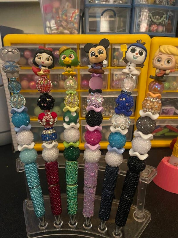 Rhinestone bling pen with character topper