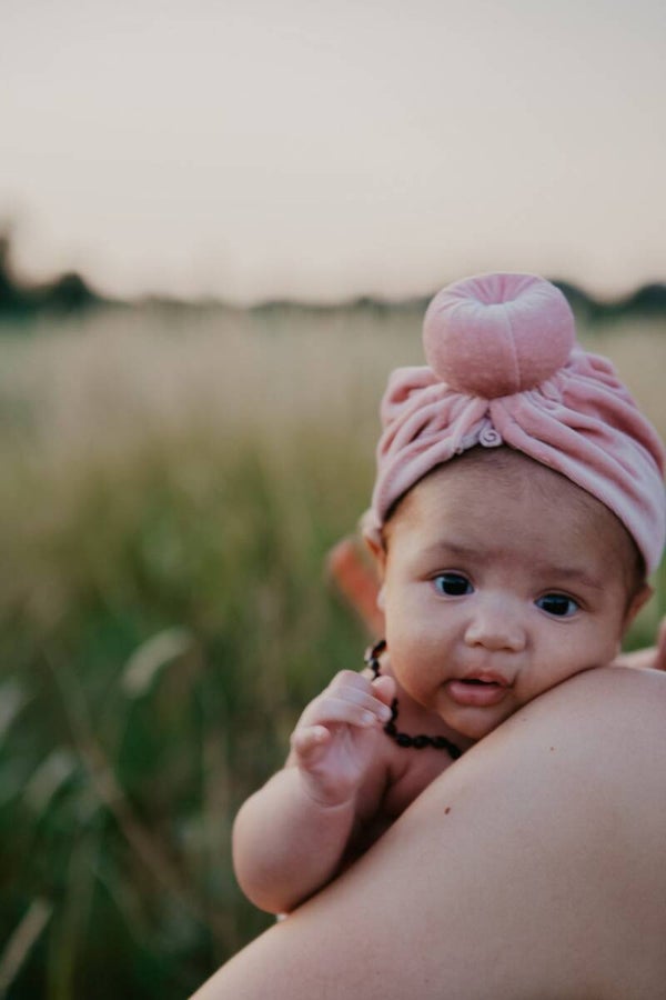 Turban muts velvet roze