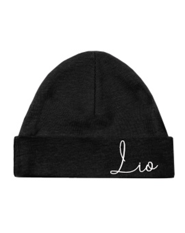 Newborn mutsje zwart met naam