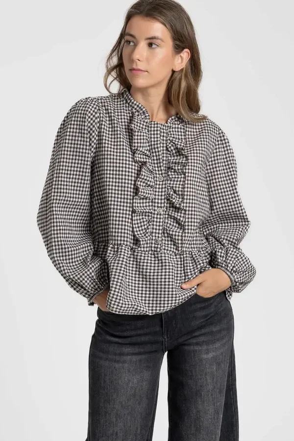BLUSA VICHY VOLANTES