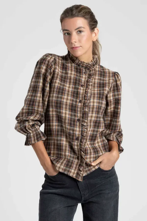 BLUSA VOLANTES CHOCOLATE