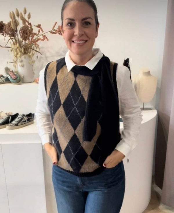 CHALECO PUNTO LAZADA MARINO