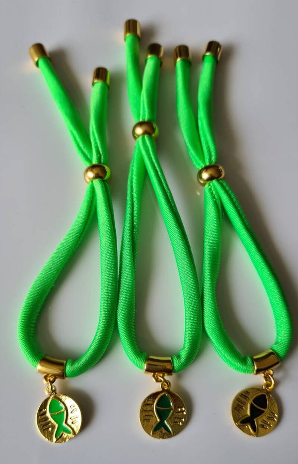 AANTREKARMBAND *vis & neongroen