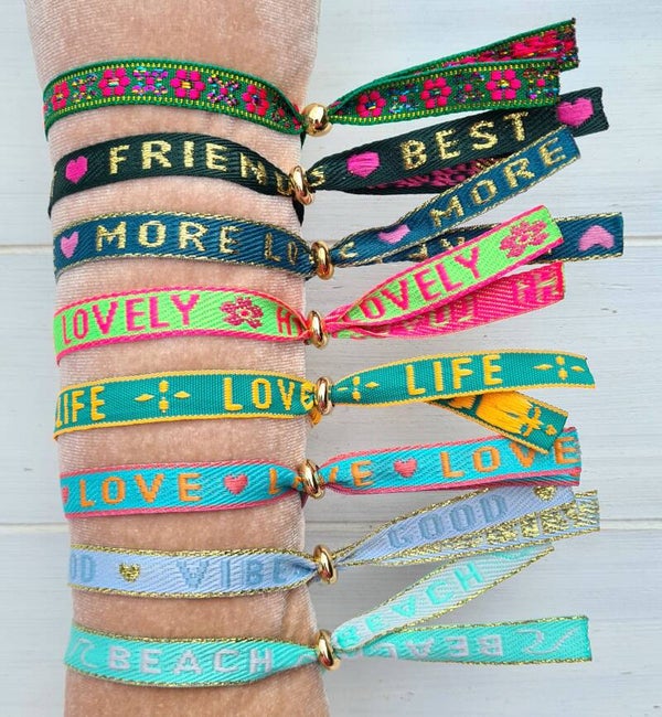 AANTREKARMBAND *lint&tekst♡groen aqua💚🩵