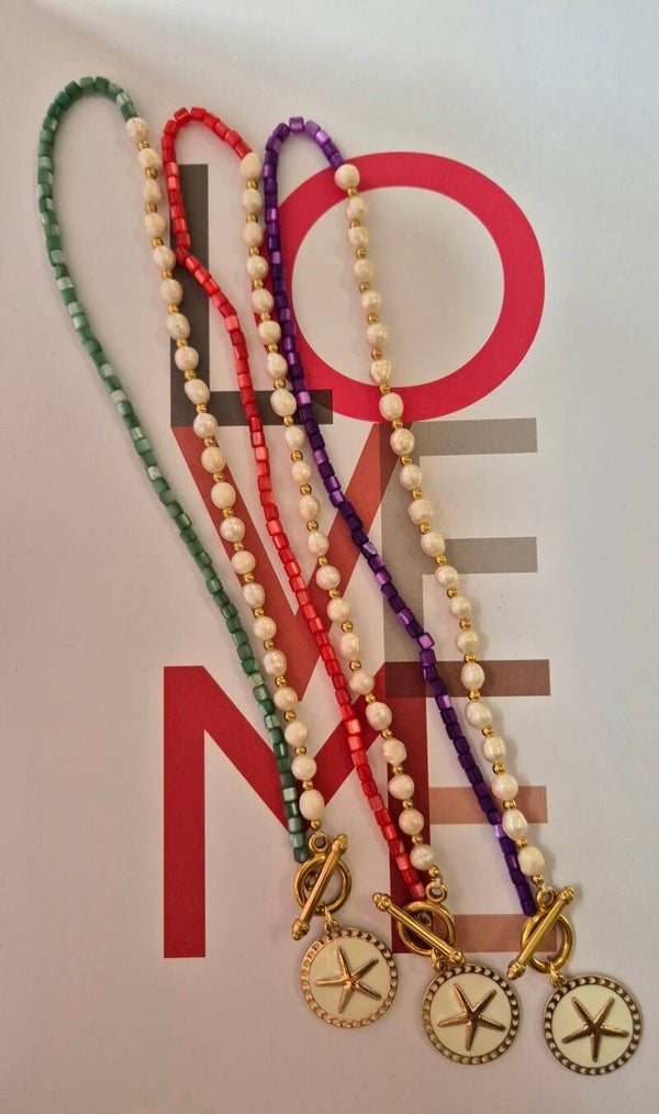 KETTING *parels schelp & zeester