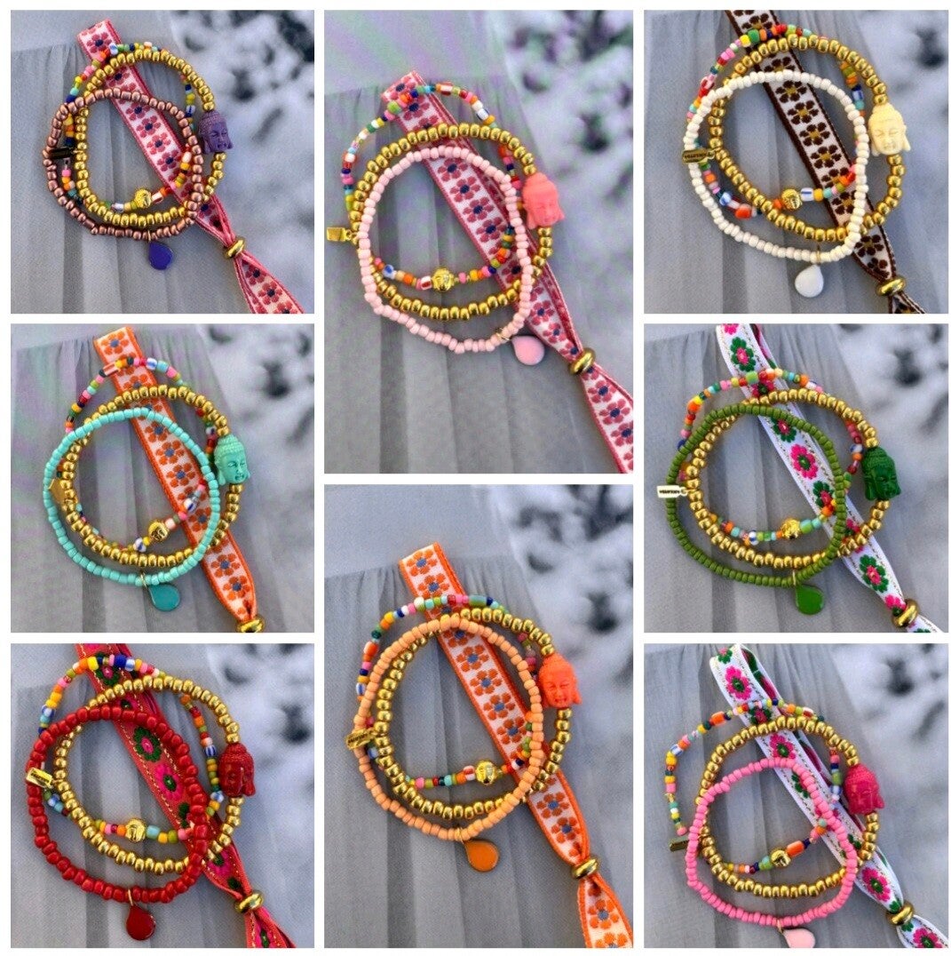 4 -DELIGE ARMBANDSET *boeddha div