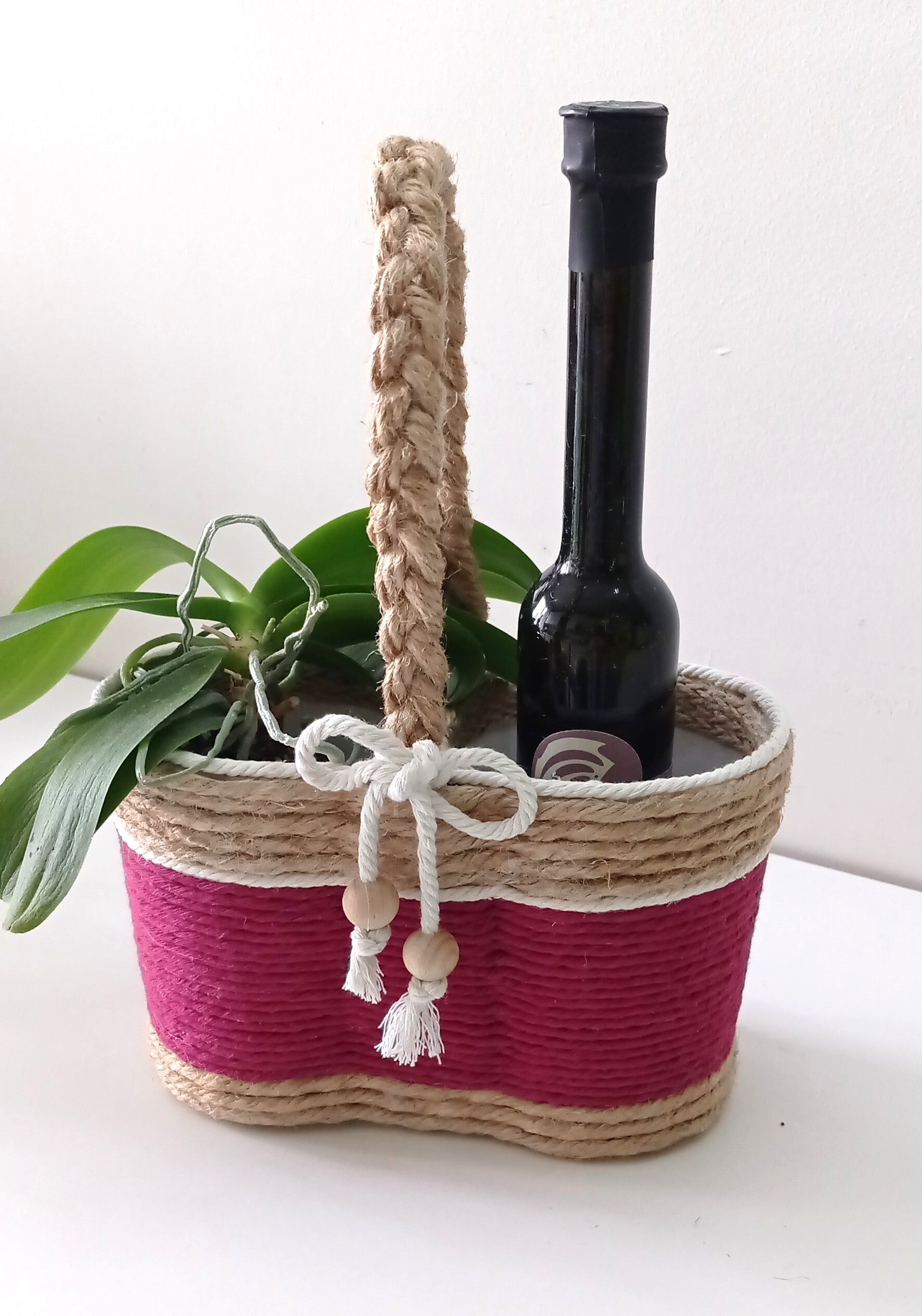 Petit panier rouge rose