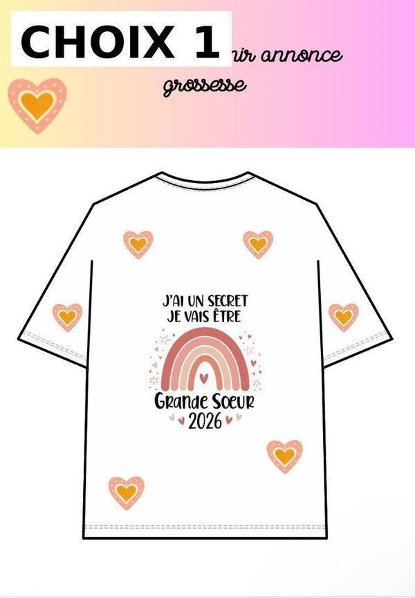 T- shirt je vais etre" grand frere grande soeur "au choix