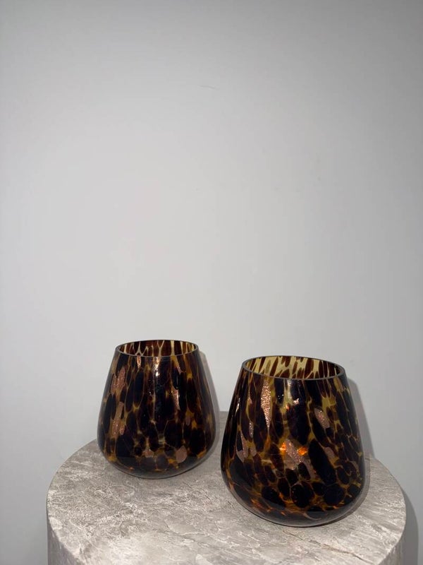 Cheetah waxinelichthouders - Brons/Bruin -