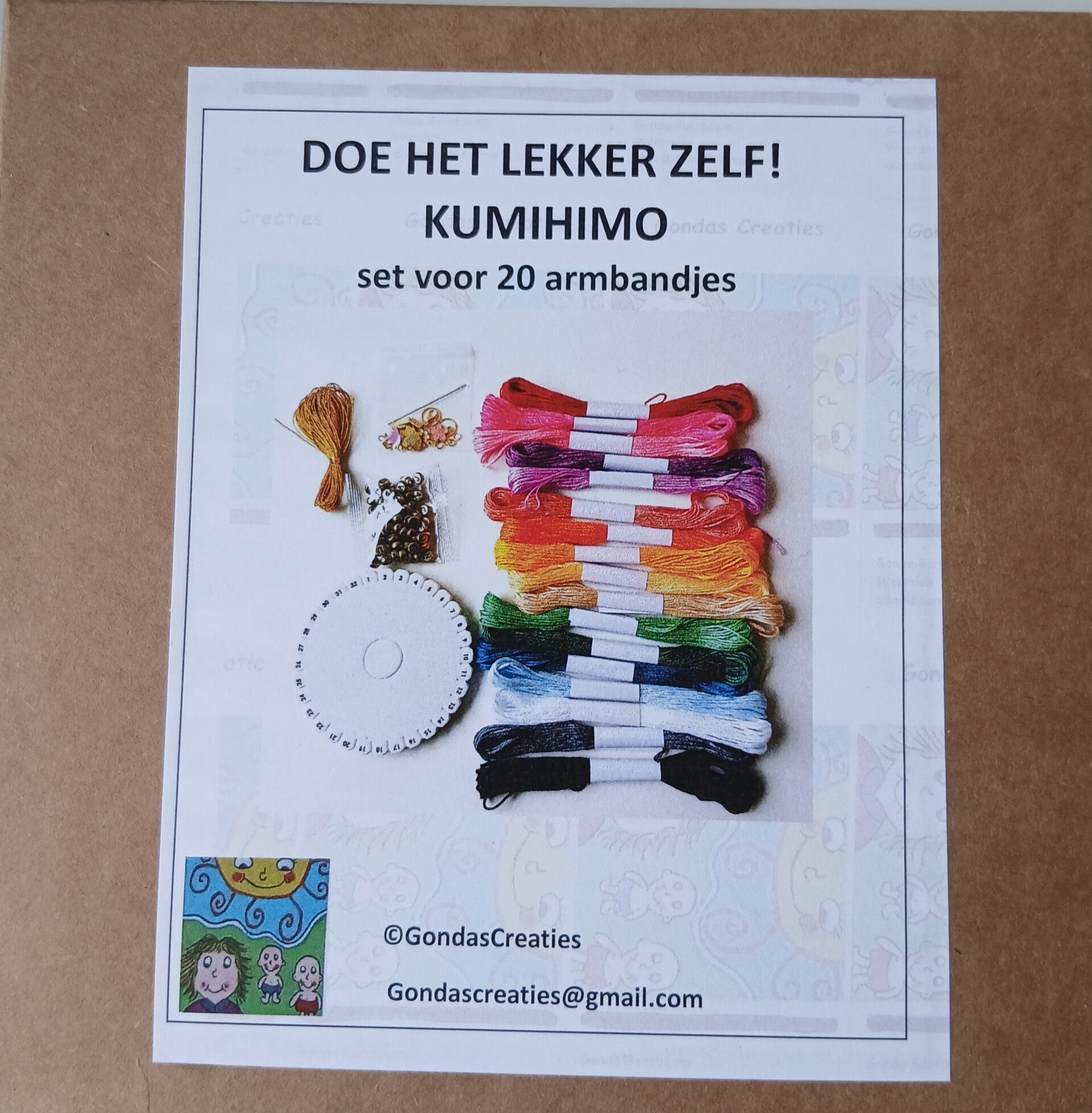 Gondas Creaties Doe het lekker zelf Kumihimo set voor 20 armbandjes zelf maken