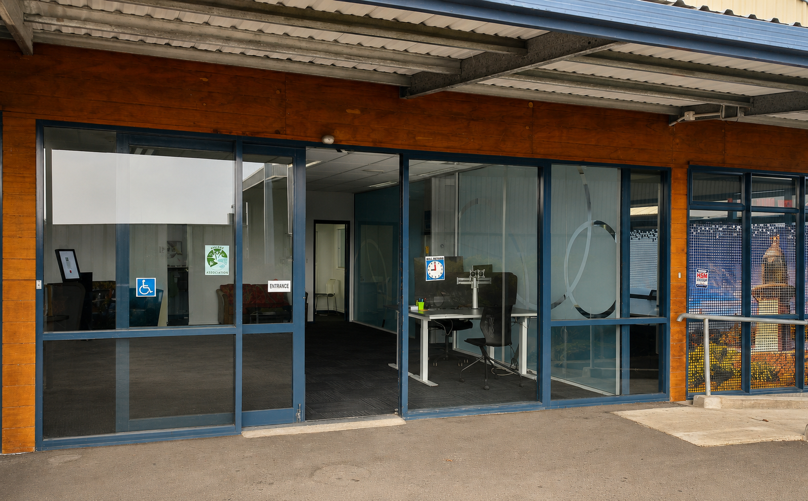 Exterior entrance of the Wairoa Business Centre at 56 Queen Street, Wairoa.