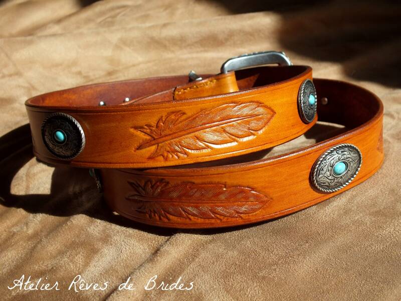 Ceinture sur mesure personnalisée cuir repoussé