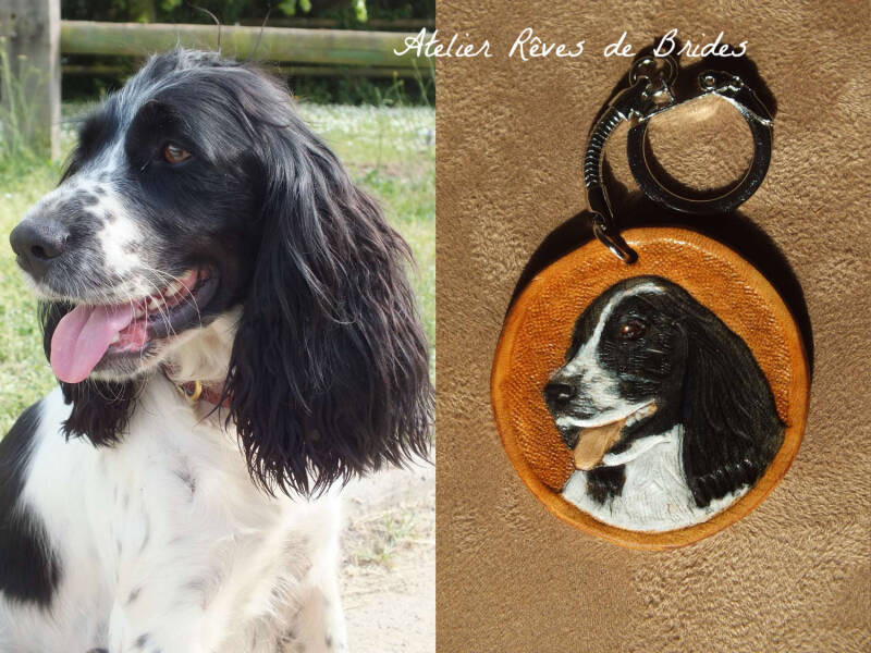 Portrait cuir repoussé d'après photo chien