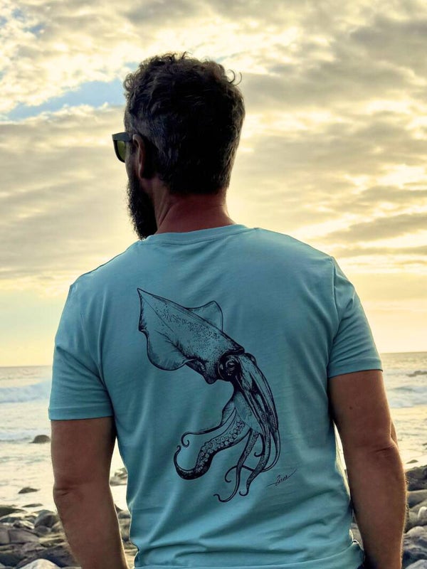 T-shirt CALAMAR- bleu/vert d'eau