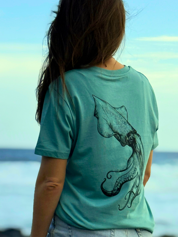 T-shirt mixte calamar - bleu/vert d'eau