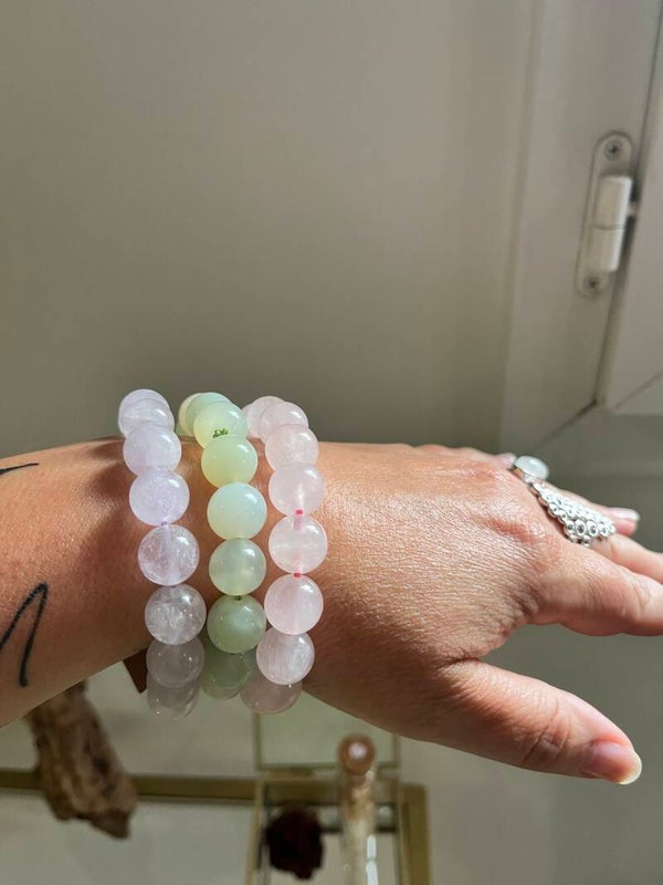 Bracelets en Quartz rose - Jade de Chine - Améthyste Lavande - Grenat