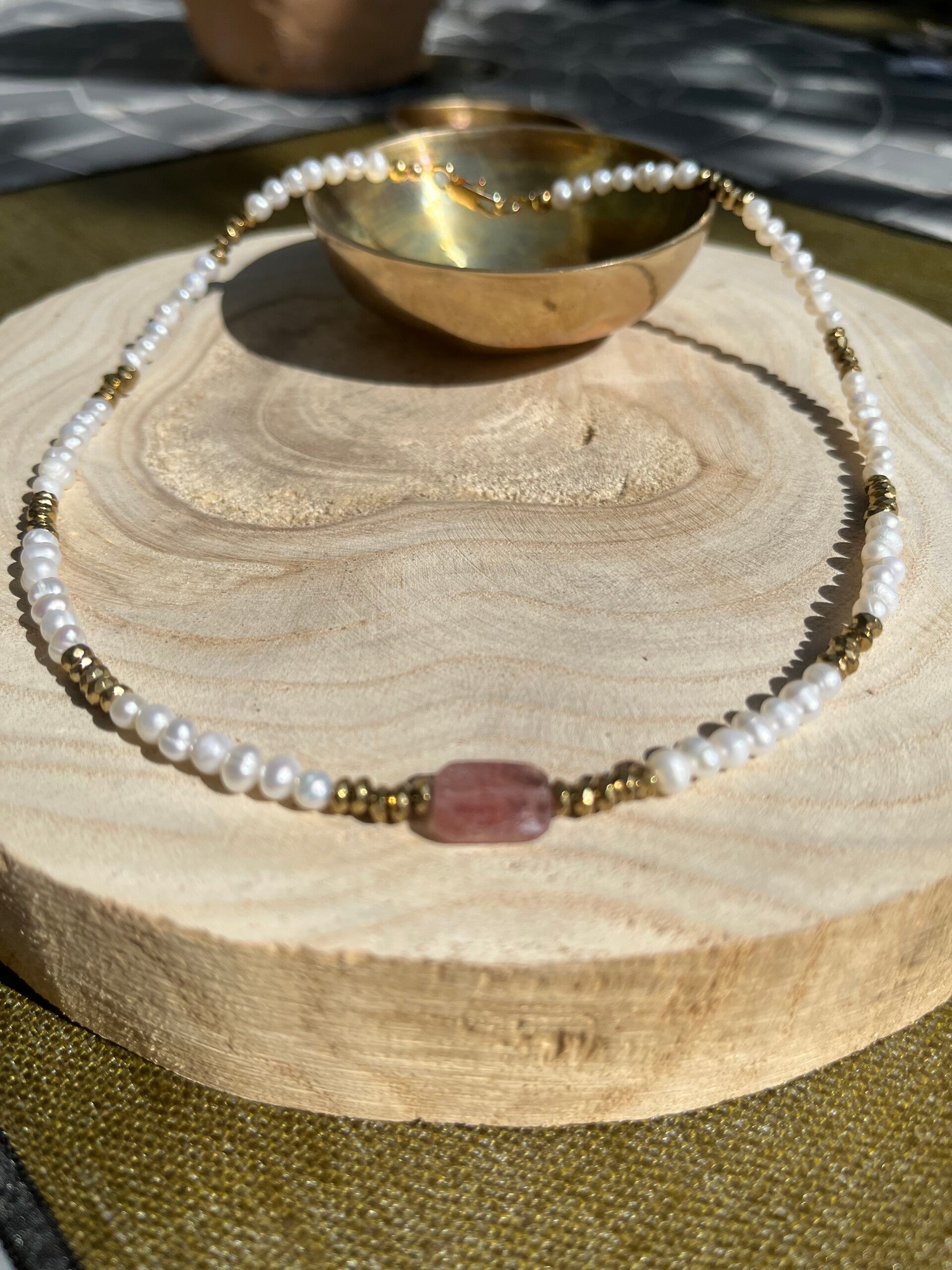 Collier Pierre d eau douce - Quartz fraise