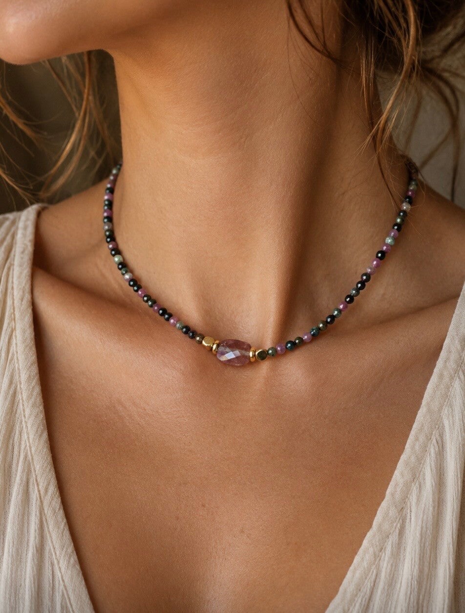 Collier en Tourmaline multicolore