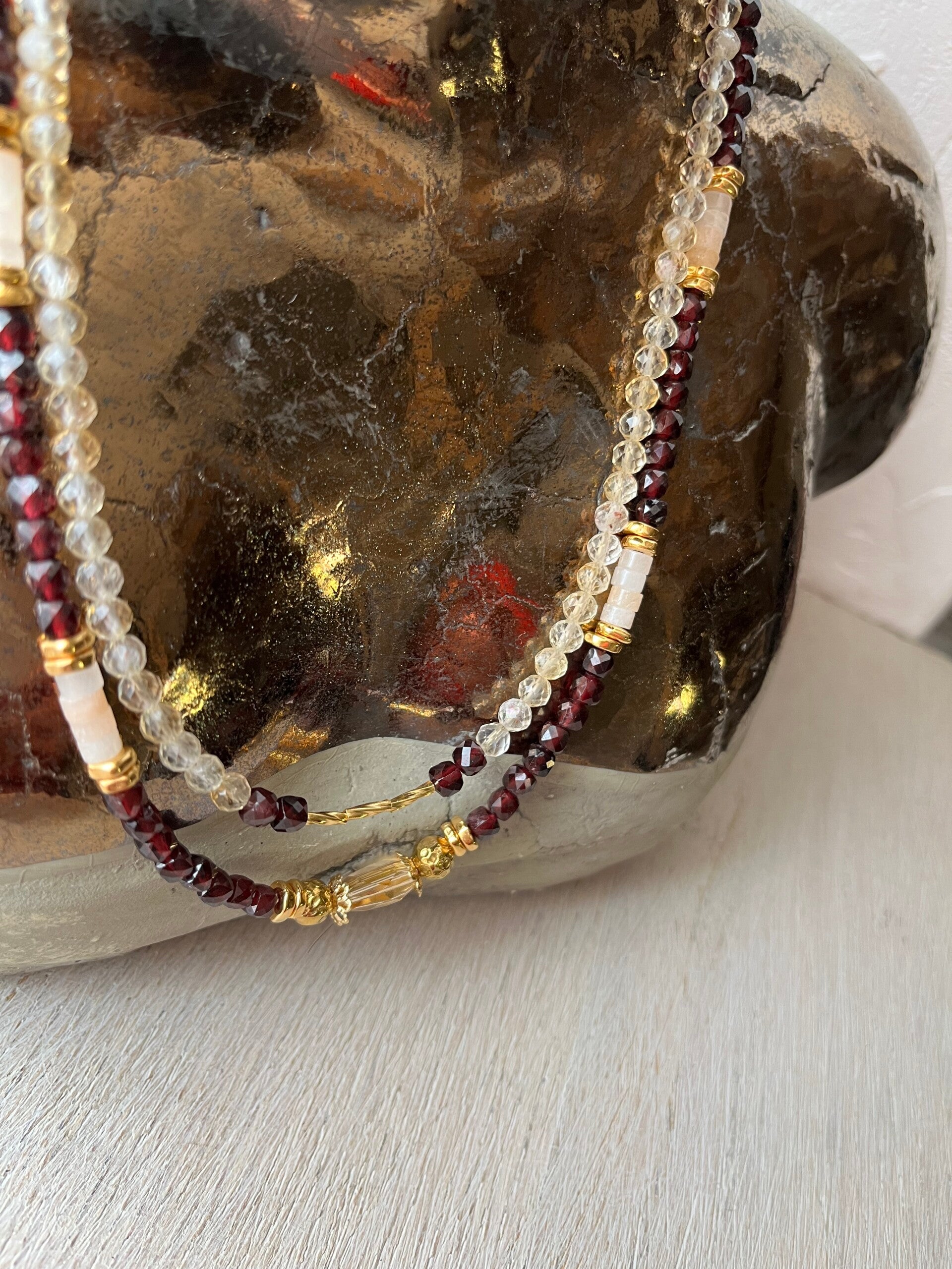 Colliers - Grenat / citrine / aventurine rose