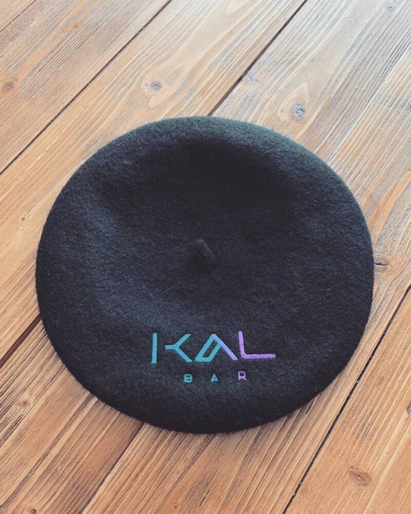 Béret basque noir KAL BAR violet et bleu