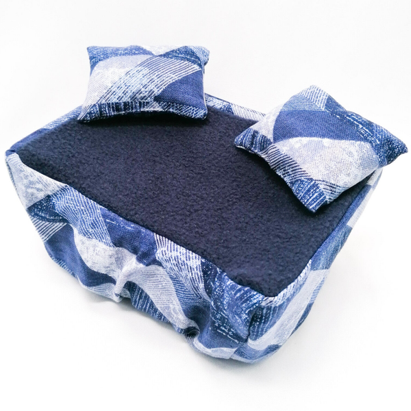 Hoes voor rattensofa maat S beige met blauw (zonder bakje)