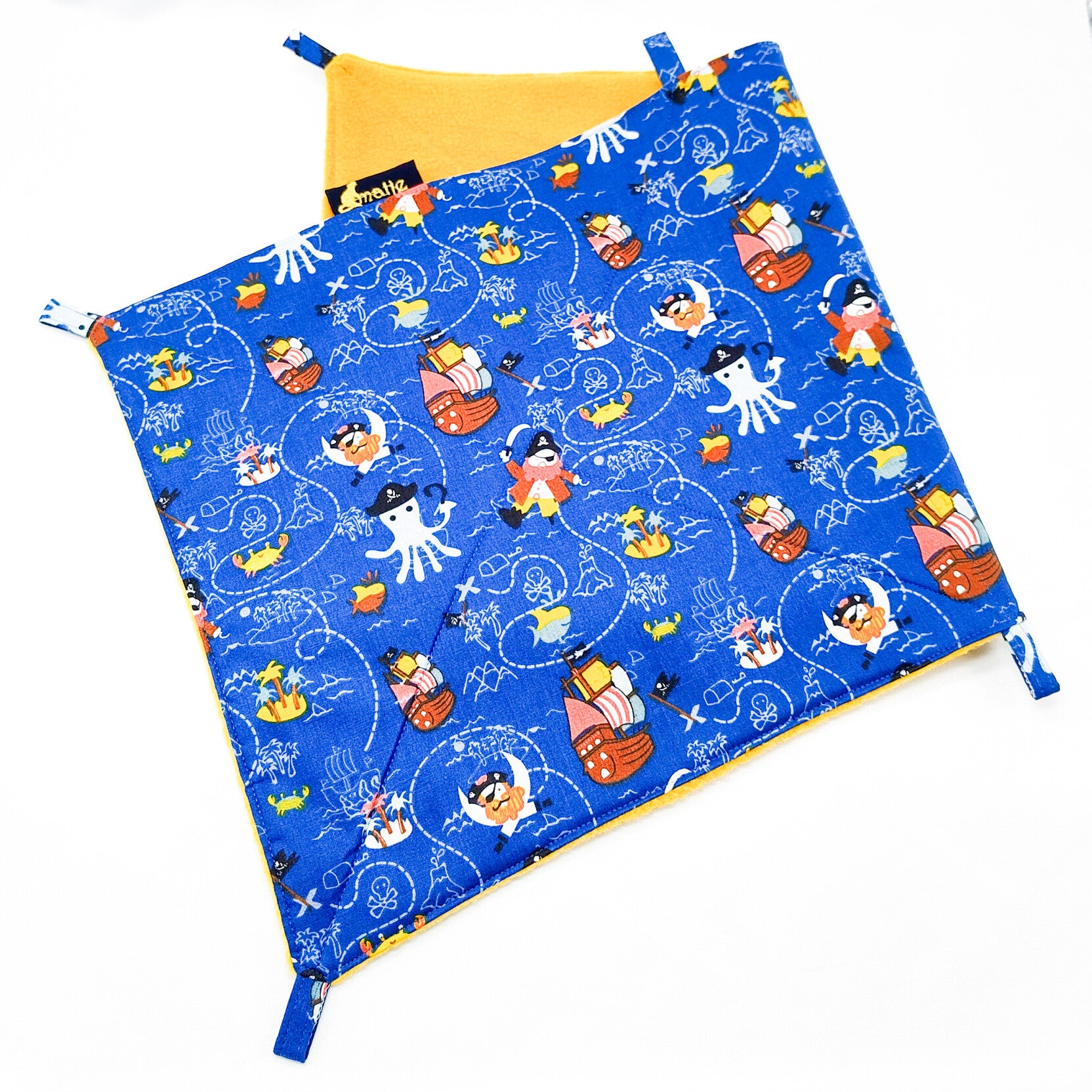 Enkele hangmat XL / 'vangnet' blauw met piratenprint