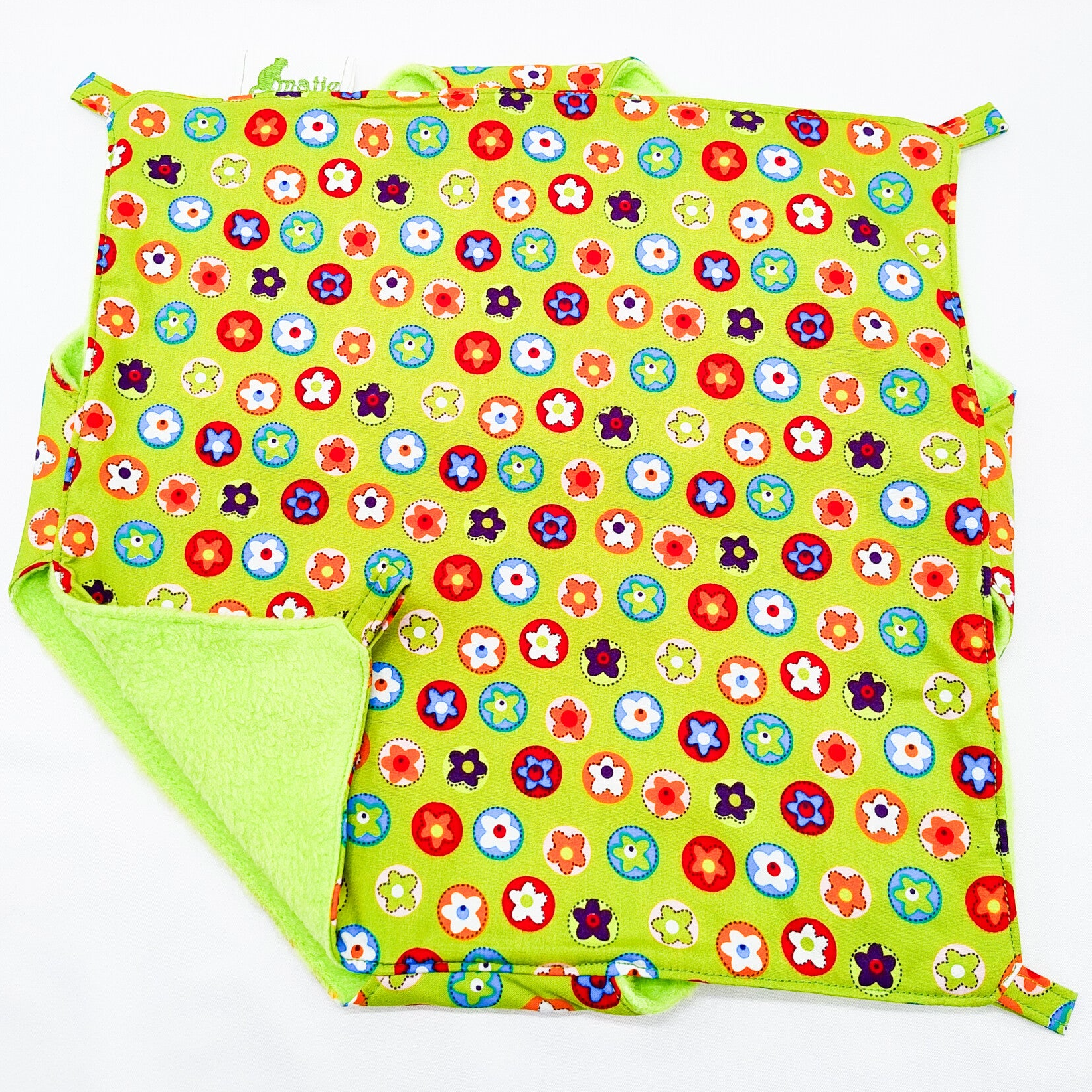 Dubbeldekker hangmat groen met verschillende kleuren bloemetjes