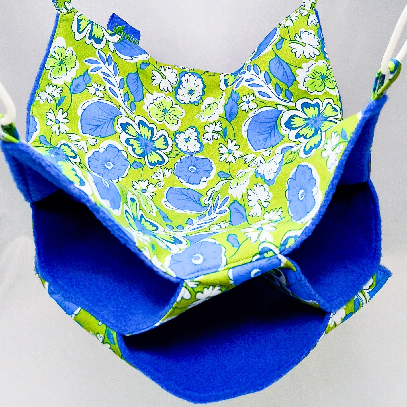 Tripledekker hangmat groen met blauwe bloemen