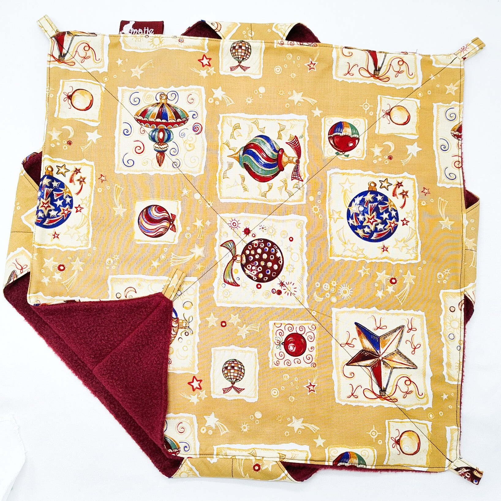 Dubbeldekker hangmat XL beige met kersthangers