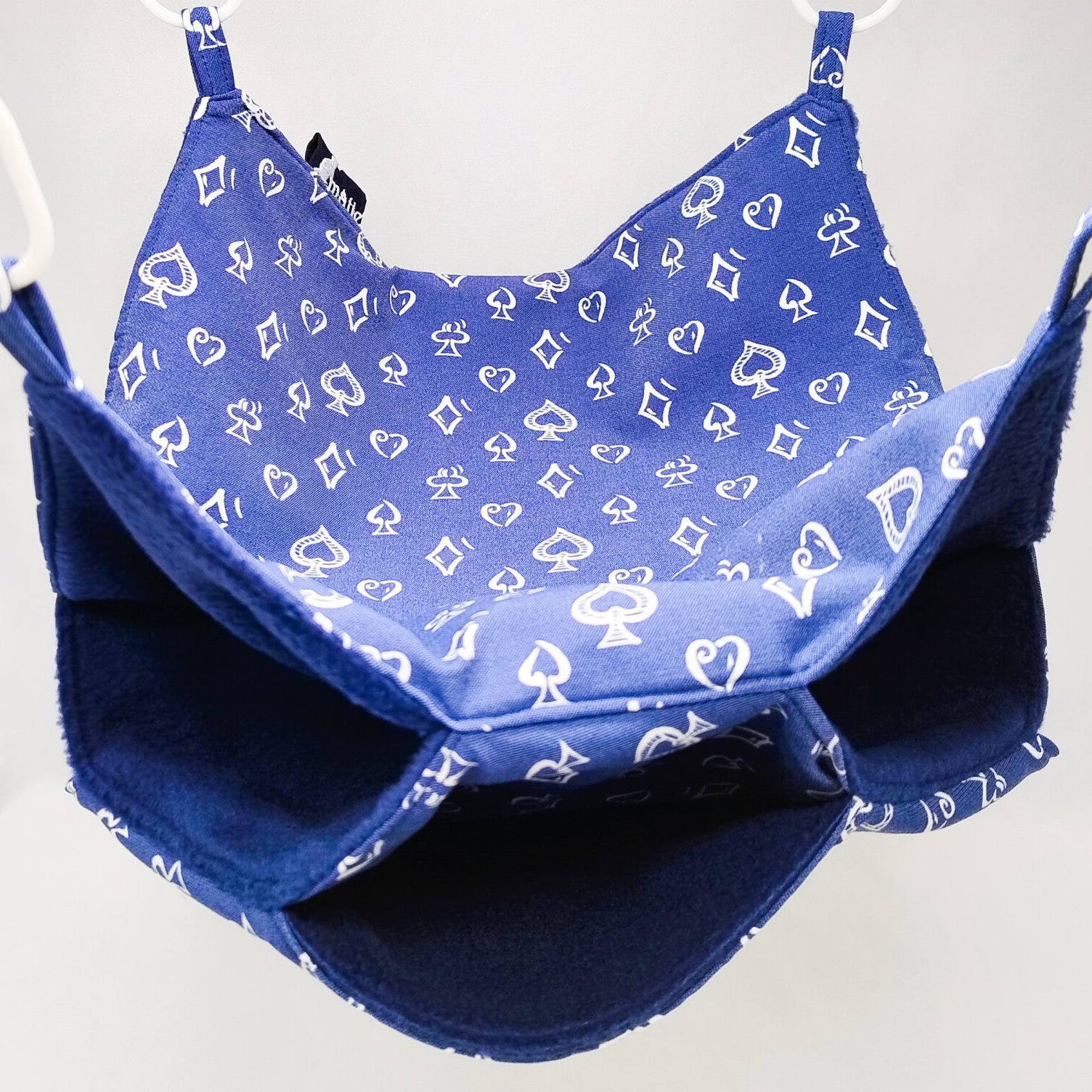 Tripledekker hangmat blauw met witte ruitjes/hartjes