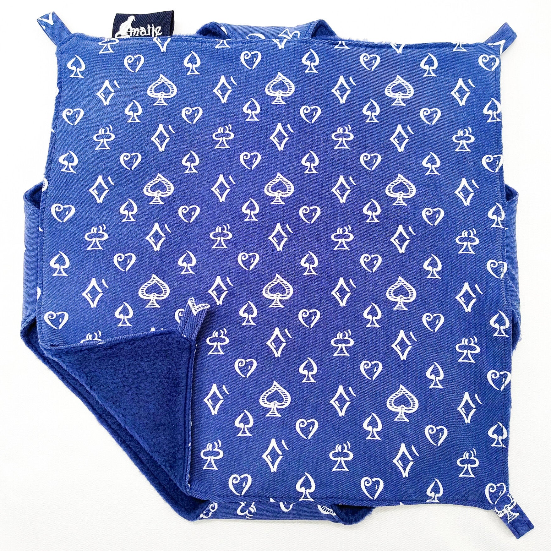 Dubbeldekker hangmat blauw met witte ruitjes/hartjes