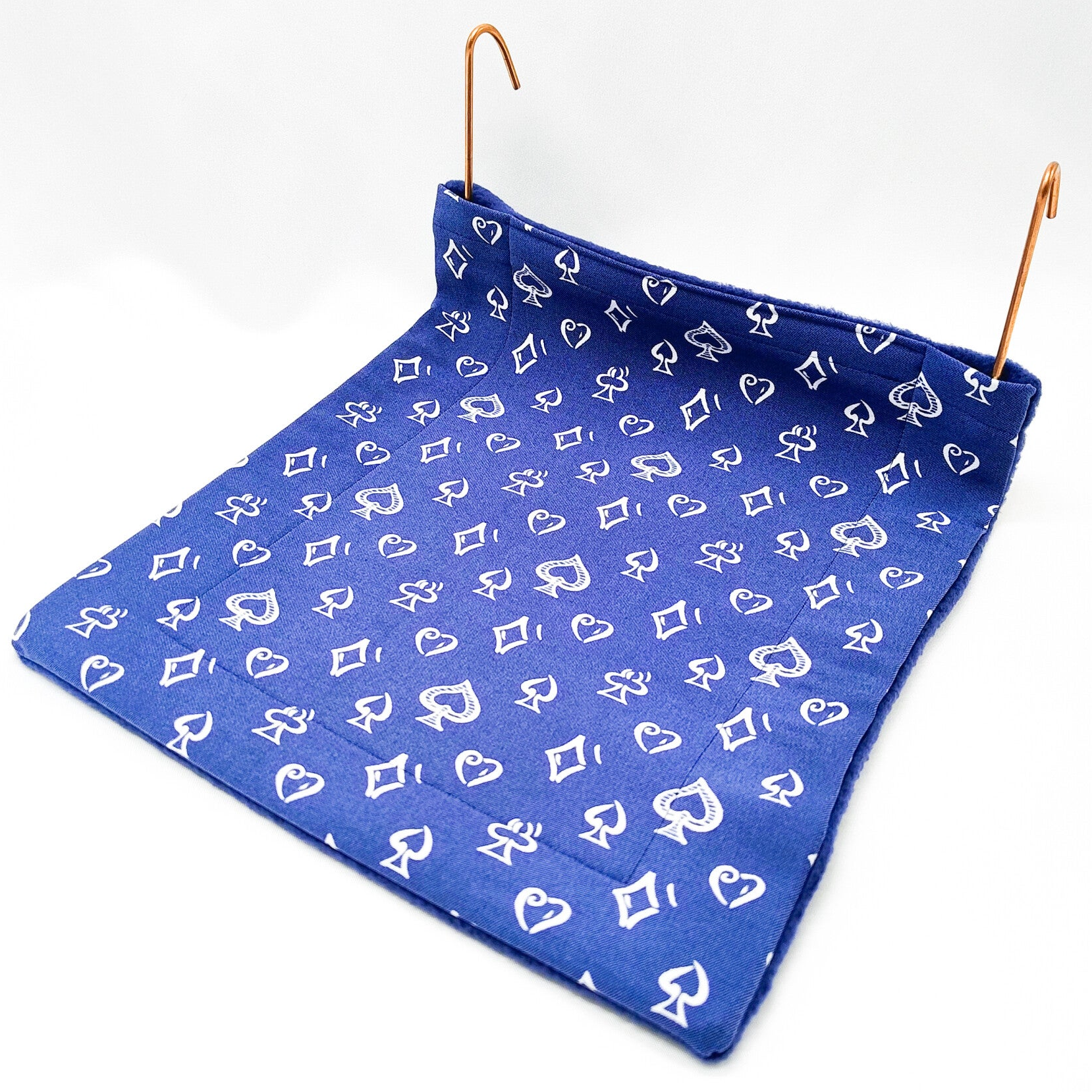 Radiator hangmatje blauw met witte ruitjes/hartjes  (zonder beugel)