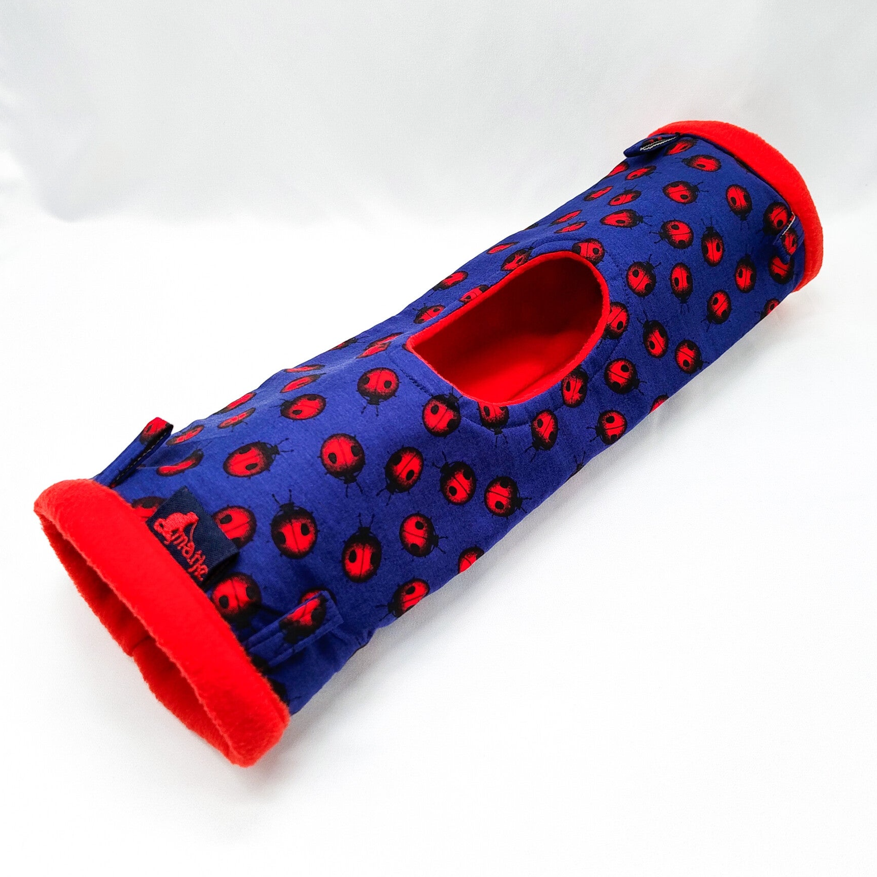 Tunnel XL met opening donkerblauw met lieveheersbeestjes