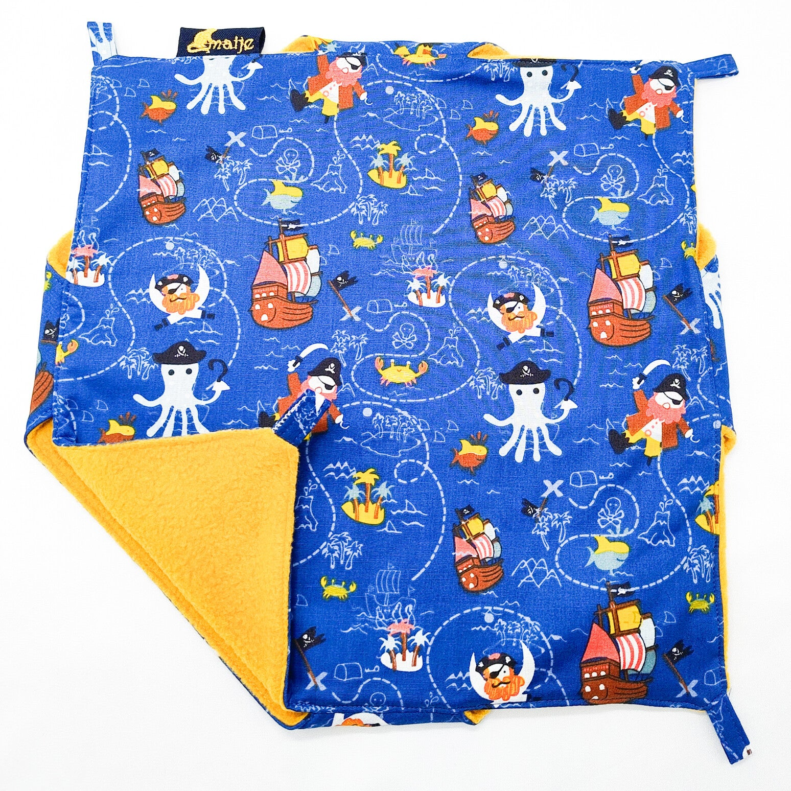Dubbeldekker hangmat blauw met piratenprint