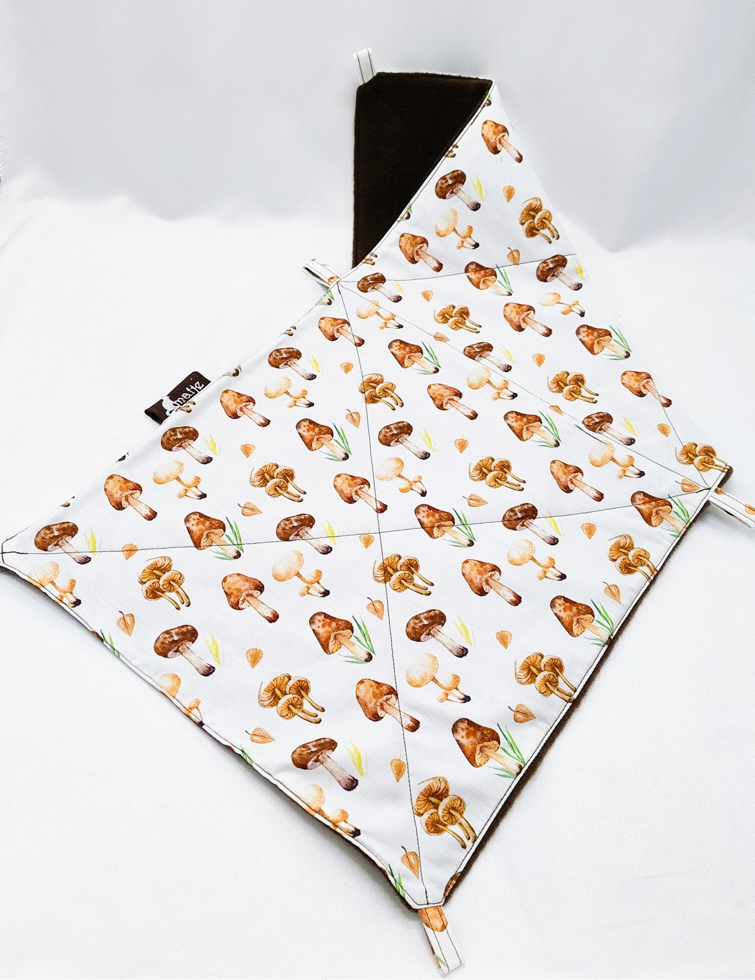 Enkele hangmat XL / 'vangnet' wit met paddenstoelen