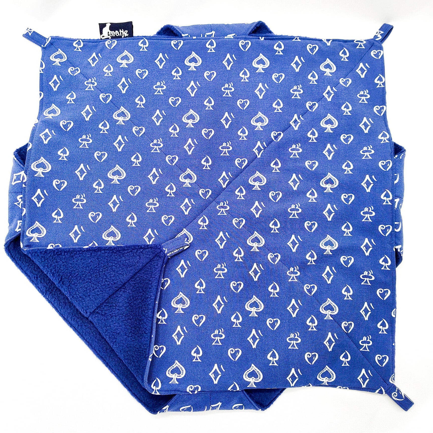 Dubbeldekker hangmat XL blauw met witte ruitjes/hartjes