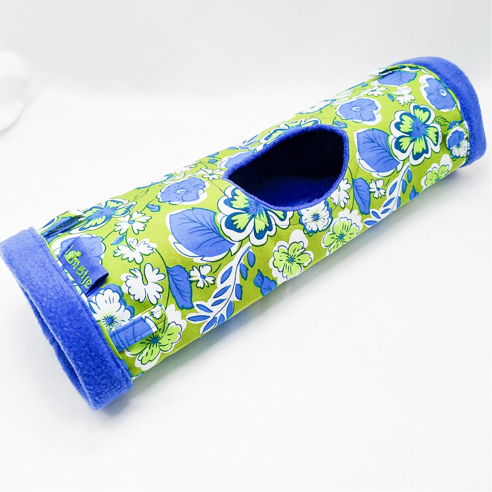 Tunnel XL met opening groen met blauwe bloemen