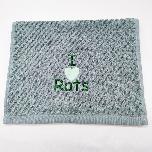 Gastendoekje oud groen met tekst I love Rats