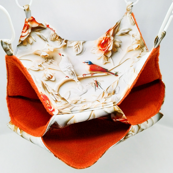 Tripledekker hangmat beige met rozen, vogels en takken