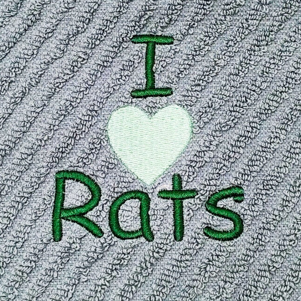 Gastendoekje oud groen met tekst I love Rats