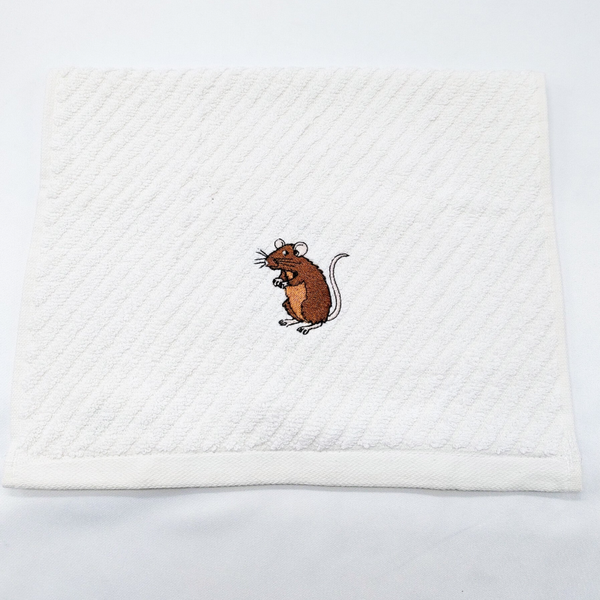Gastendoekje ecru met bruine rat