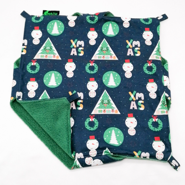 Dubbeldekker hangmat donkerblauw Xmas met  kerstbomen en sneeuwpoppen