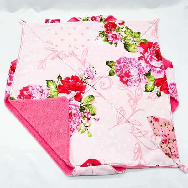 Dubbeldekker hangmat XL roze met bloemen en vlinders